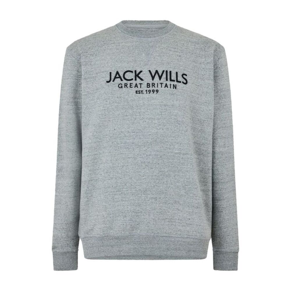 Jack Wills Mens Belvue Embroidered Logo Sweatshirt / Grey Marl